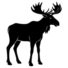 Moose vector, a modern moose art design, black vector of a moose, simple moose art, a moose isolated