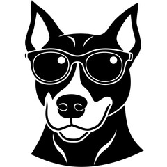 Fototapeta premium A Dog wearing sunglasses vector, a unique dog design, a vector of a dog, simple dog wearing sunglasses art, a dog icon symbol isolated