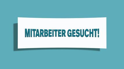 Mitarbeiter gesucht (Employees wanted) - A card isolated on light green background.