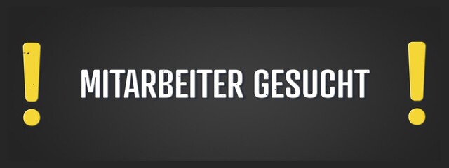 Mitarbeiter gesucht (Employees wanted) - A blackboard illustration with white text.