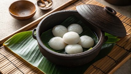 Authentic Asian Cuisine Featuring Steamed Rice Dumplings in Pot