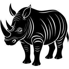 Fototapeta premium Rhino icon vector, a Rhino silhouette, Vector of Rhino art, a Rhino black silhouette vector isolated