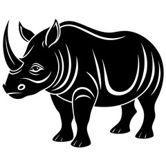 Obraz premium Rhino icon vector, a Rhino silhouette, Vector of Rhino art, a Rhino black silhouette vector isolated
