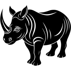 Fototapeta premium Rhino icon vector, a Rhino silhouette, Vector of Rhino art, a Rhino black silhouette vector isolated