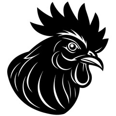 Fototapeta premium Rooster head icon vector, a Rooster head silhouette, Vector of Rooster head art, a Rooster head black silhouette vector isolated