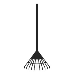 Leaf Rake for gardening in silhouette vector icon