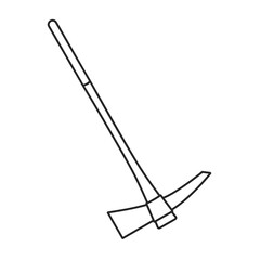 Mattock with pick end hand tool as an outline vector