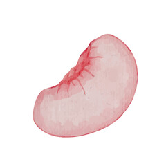 Juicy ripe fruit of peach, nectarine. Vector graphics.