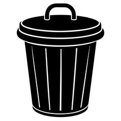 Trash can icon vector, a Trash can silhouette, Vector of Trash can art, Trash can black silhouette vector isolated