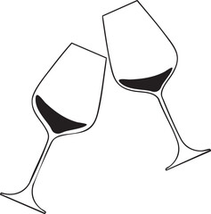 Vector of Two Wine Glasses Clanking 