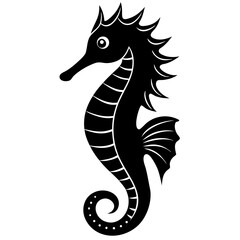 Obraz premium Seahorse icon vector, a Seahorse silhouette, Vector of Seahorse art, Seahorse black silhouette vector isolated