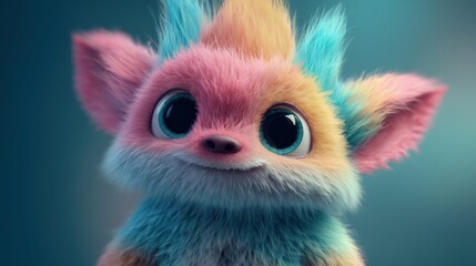 Smiling Colorful Fantasy Animal Character