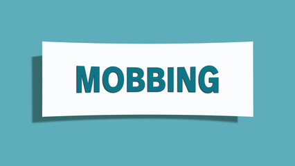 Mobbing (Bullying) - A card isolated on light green background.