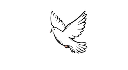 Obraz premium Elegant white dove in flight, a symbol of peace and freedom outlined gracefully