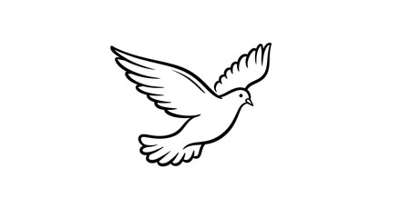 Obraz premium Dove illustration in simple black and white line art style on a white background