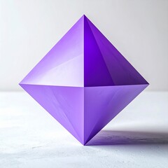 Purple Geometric Cube on White Background with Precision and Modern Design