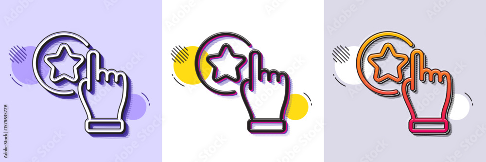 Poster rate button line icon. halftone dotted pattern. gradient icon with grain shadow. best ranking sign. 