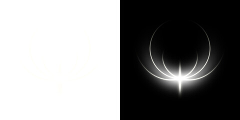 Abstract glowing emblem with transparent and black background
