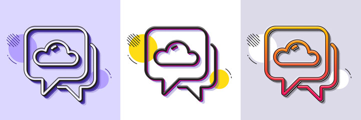 Weather forecast line icon. Halftone dotted pattern. Gradient icon with grain shadow. Clouds sign. Cloudy sky symbol. Line weather forecast icon. Various designs. Vector