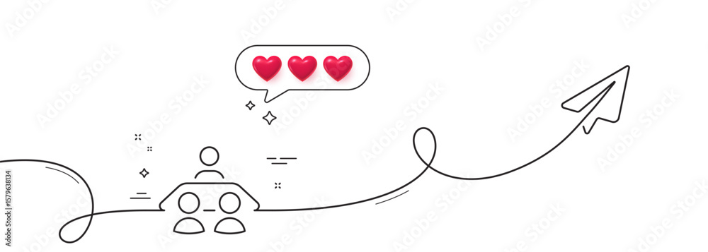 Poster interview job line icon. continuous line with share plane. business management sign. human resources