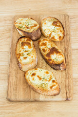 Garlic and cheese bread slices