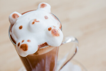 A cup of coffee with cute latte art
