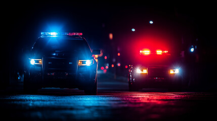 Emergency call for police cars at night