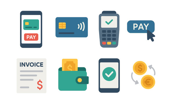 Mobile payment methods and financial transactions illustration