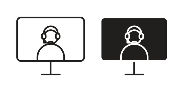 Tech support icon vector modern flat and stroke designs