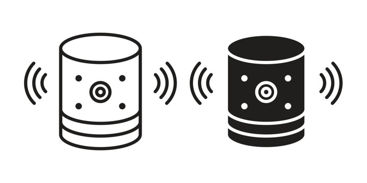 Smart speaker icon vector modern flat and stroke designs