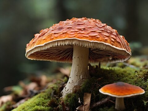 close up mushroom junggle illustration background