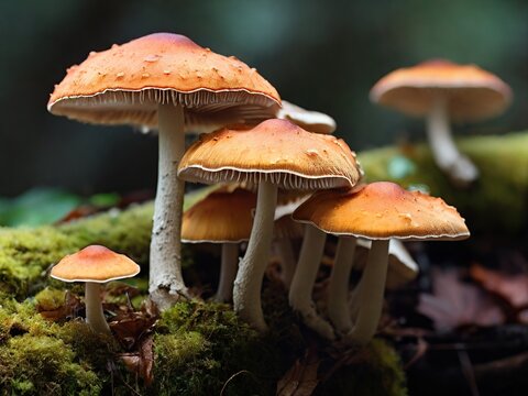 close up mushroom junggle illustration background