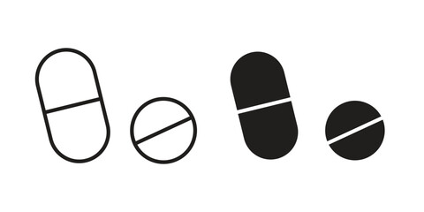 Pills icon vector modern flat and stroke designs