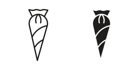 Pastry bag icon vector modern flat and stroke designs