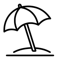 Isolated Black and White Beach Umbrella Line Icon