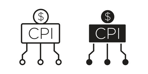 Consumer prices index icon vector modern flat and stroke designs
