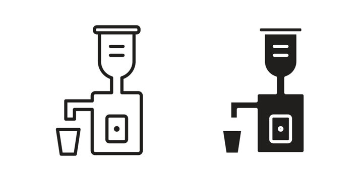 Cold pressed juicer icon vector modern flat and stroke designs
