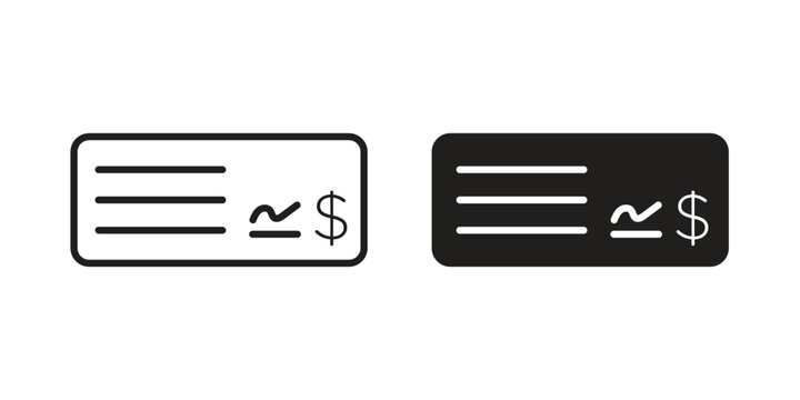 Cheque icon vector modern flat and stroke designs