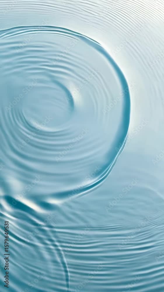 Poster Abstract view of blue water surface with ripple patterns and light reflections creating visual effects in a natural setting