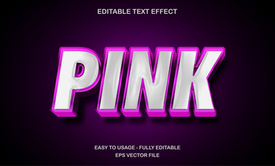 Editable Text effect template 3d bold pink neon glow typeface