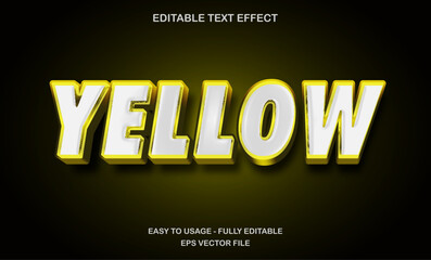Editable Text effect template 3d bold yellow neon glow typeface
