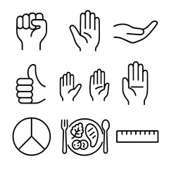 Fototapeta premium Guide icon vector portion comparison visual ruler length fist chart hand