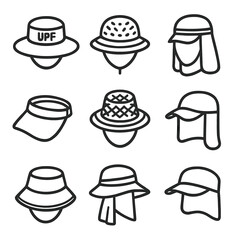 Visor uv tightly drape vector icon shade hat straw cap reflective protection
