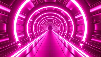 Obraz premium Pink neon tunnel futuristic