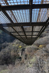 view from below the suspension bridge at khndzoresk in armenia