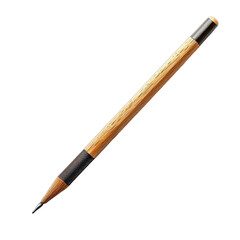 Wooden-bodied writing instrument.  A long, slender writing implement, likely a pencil or pen, with a light brown wooden shaft and a dark gray or black tip.  Slight wood grain texture visible