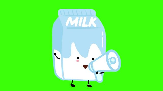 Milk Box Shouting Cute Announcements, looping animation