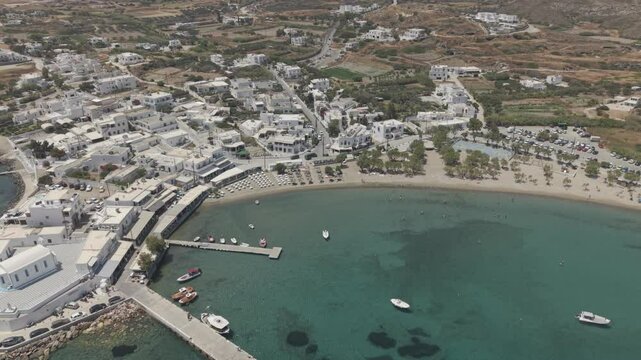 Aerial orbit video of Pollonia village in Milos, Greece D-Log M profile professional video