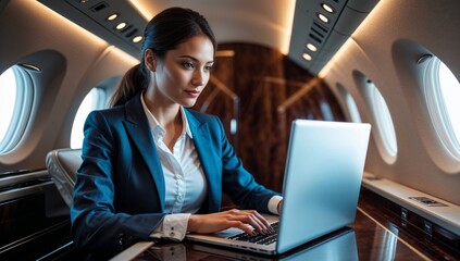 Businesswoman in Private Jet