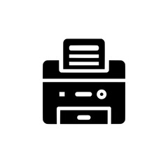 Black icon of a multifunction office printer device with buttons and tray representing printing technology